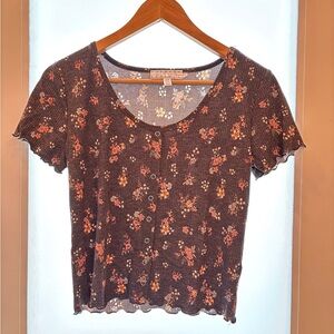 Wild Skye Brown and Orange Cropped Fitted T-Shirt